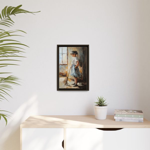 Charming Framed Canvas Art, Wall Decor, Home Decor, Girl with Broom, Rustic Aesthetic, Gift for Art Lovers, Living Room Decor - Image 43