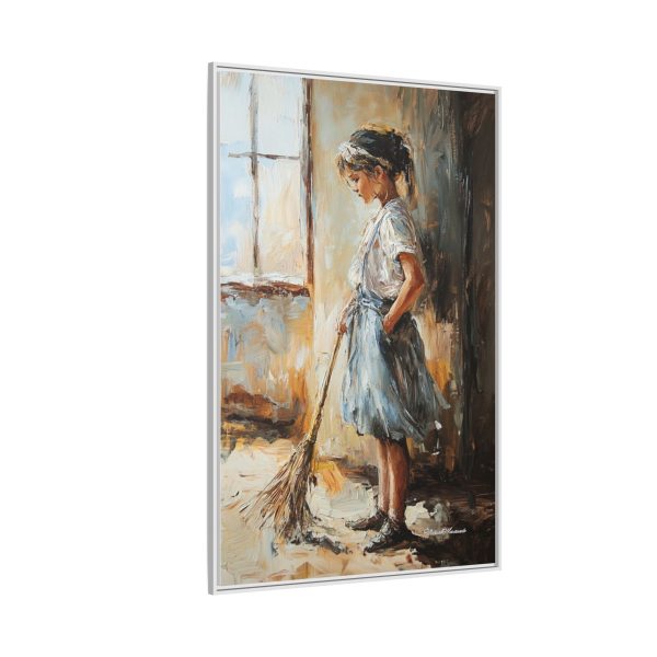 Charming Framed Canvas Art, Wall Decor, Home Decor, Girl with Broom, Rustic Aesthetic, Gift for Art Lovers, Living Room Decor - Image 70