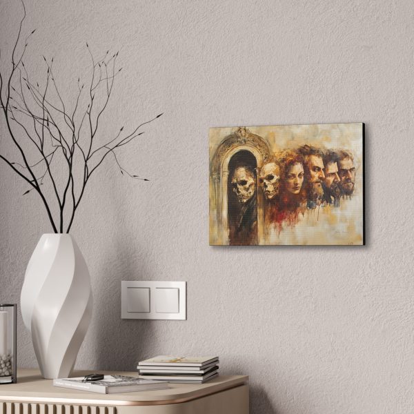 Gothic Wall Art Canvas Print, Mysterious Skull and Faces Decor, Halloween Home Decor, Dark Aesthetic Artwork, Unique Gift Idea - Image 4