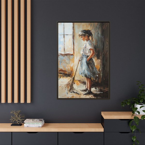 Charming Framed Canvas Art, Wall Decor, Home Decor, Girl with Broom, Rustic Aesthetic, Gift for Art Lovers, Living Room Decor - Image 32