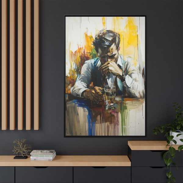Framed Wall Art - Contemplative Man with Drink, Modern Home Decor, Stylish Gift, Thoughtful Art Piece, Artistic Decor for Living Room - Image 64