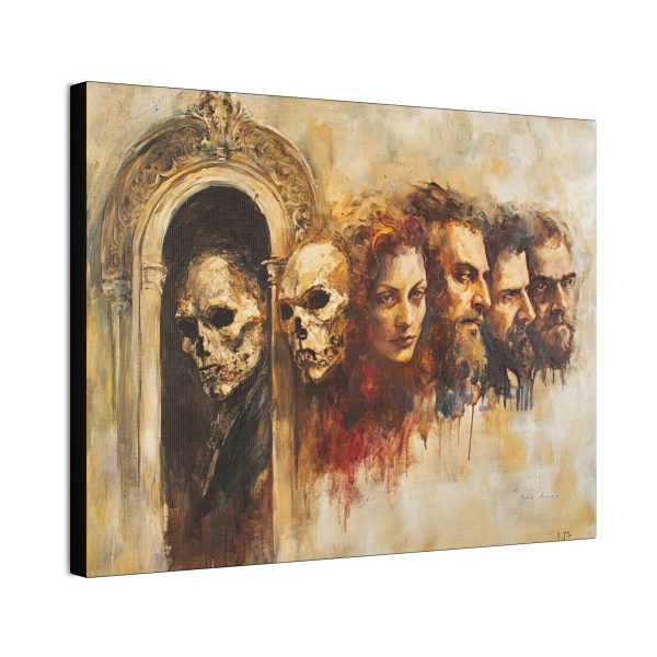 Gothic Wall Art Canvas Print, Mysterious Skull and Faces Decor, Halloween Home Decor, Dark Aesthetic Artwork, Unique Gift Idea - Image 2