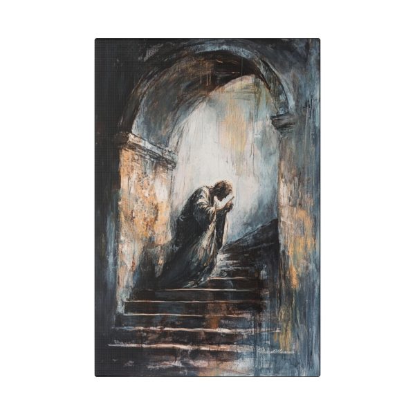 Classic Stretched Canvas Wall Art, Emotional Staircase Painting, Home Decor, Gothic Art, Gift for Art Lovers