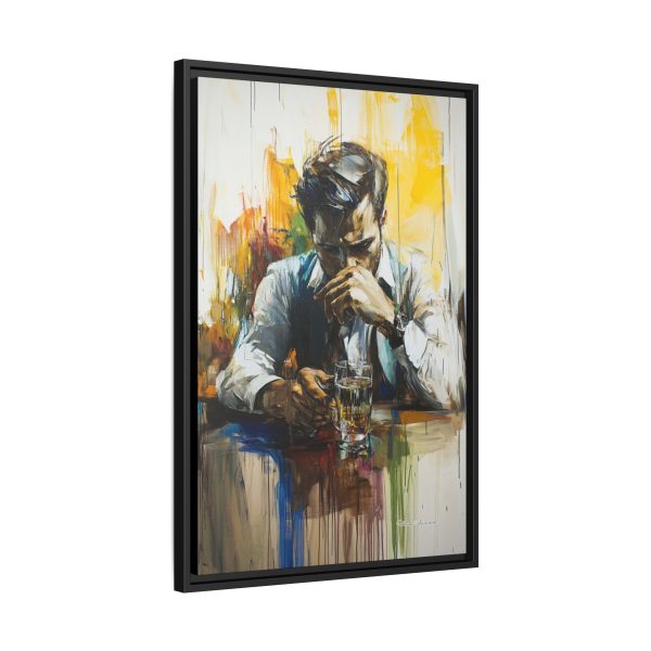 Framed Wall Art - Contemplative Man with Drink, Modern Home Decor, Stylish Gift, Thoughtful Art Piece, Artistic Decor for Living Room - Image 2