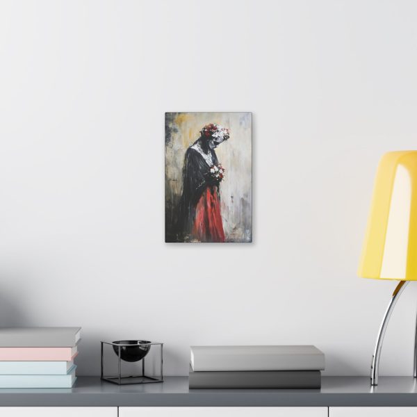 Classic Stretched Canvas Art Print - Haunting Floral Portrait, Wall Decor for Home, Unique Gift for Art Lovers, Boho Style Decoration - Image 3