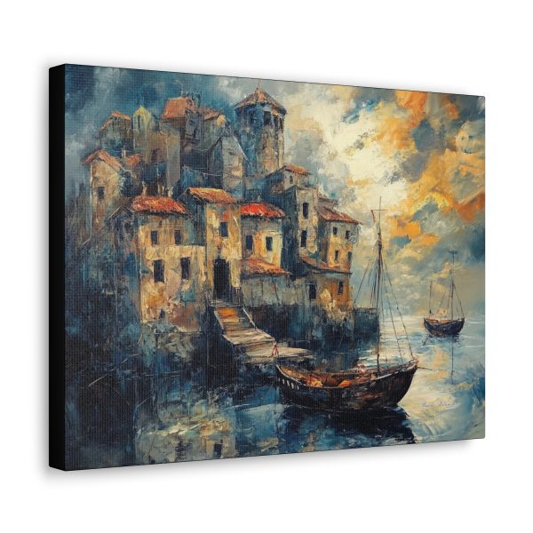Beautiful Wall Art Print, Coastal Village Canvas, Nautical Decor, Seascape Art, Home Office Wall Decor, Gift for Her - Image 2