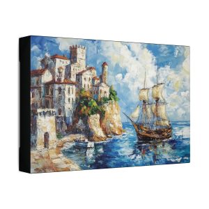 Nautical Wall Art Print, Seascape Canvas, Coastal Home Decor, Boat Painting, Maritime Artwork for Beach House