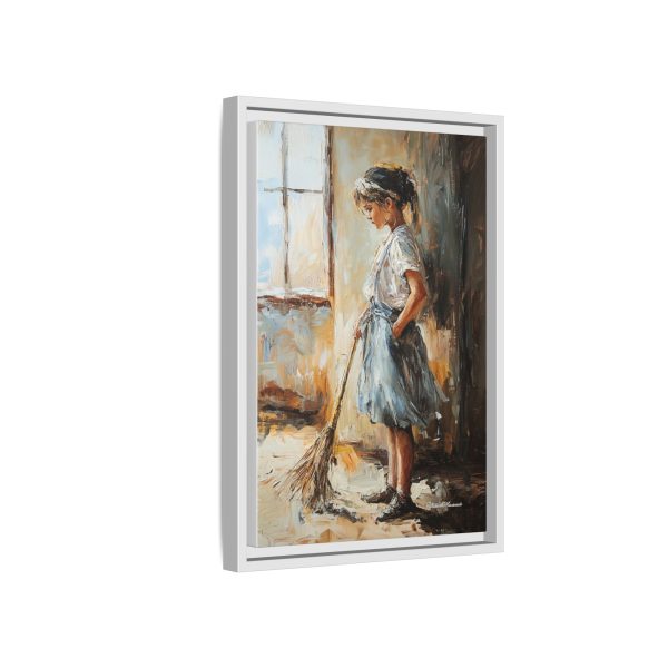 Charming Framed Canvas Art, Wall Decor, Home Decor, Girl with Broom, Rustic Aesthetic, Gift for Art Lovers, Living Room Decor - Image 46