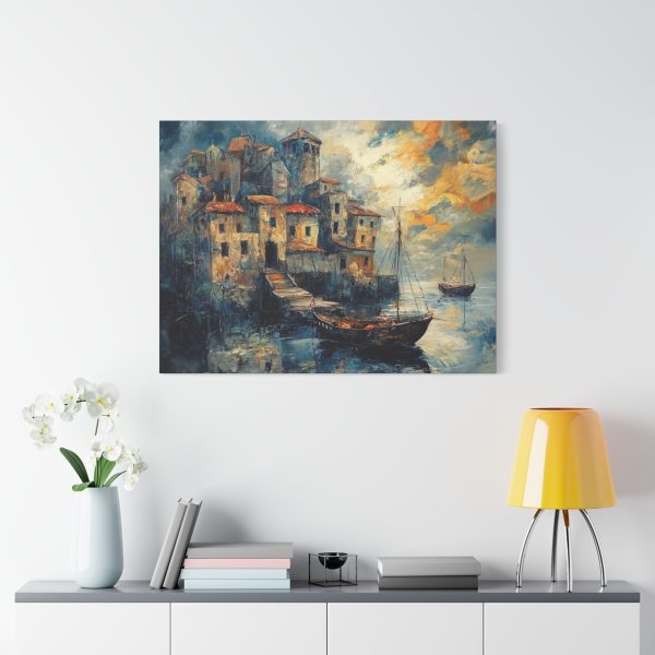 Beautiful Wall Art Print, Coastal Village Canvas, Nautical Decor, Seascape Art, Home Office Wall Decor, Gift for Her - Image 7