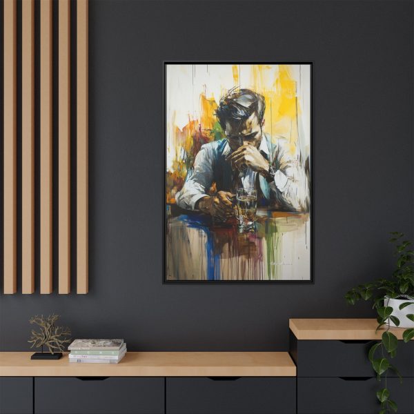 Framed Wall Art - Contemplative Man with Drink, Modern Home Decor, Stylish Gift, Thoughtful Art Piece, Artistic Decor for Living Room - Image 12