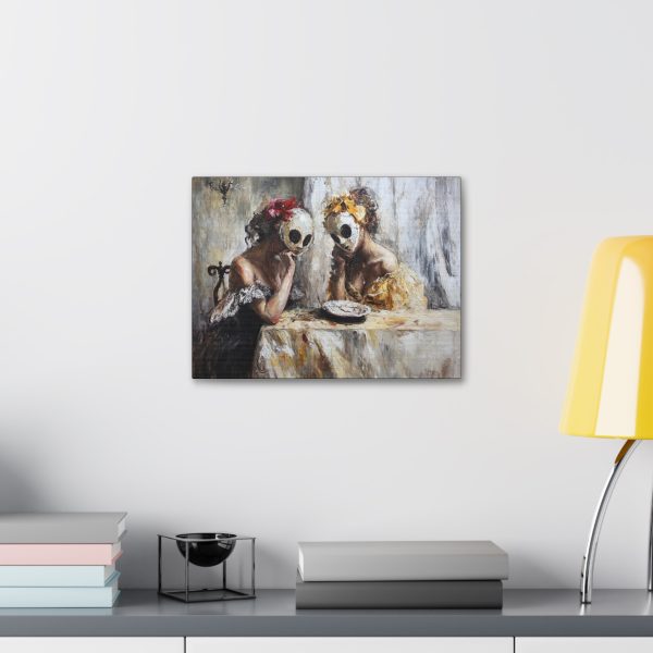 Canvas Stretched Wall Art, Surreal Masked Women Painting, Home Decor, Art for Living Room, Unique Gift, Wall Decoration - Image 3