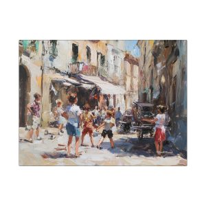 Vibrant Street Scene Canvas Art, Culture Decor, Gift for Art Lovers, Family Wall Art, Home Decor Inspiration, Gallery Style Print