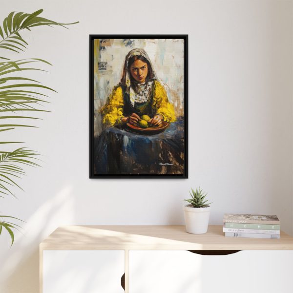Framed Matte Canvas Art - Emotionally Striking Woman with Fruit, Home Decor, Wall Art, Gift for Art Lovers, Gallery Wall Decoration - Image 3