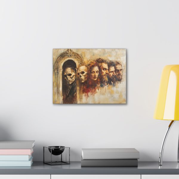 Gothic Wall Art Canvas Print, Mysterious Skull and Faces Decor, Halloween Home Decor, Dark Aesthetic Artwork, Unique Gift Idea - Image 3