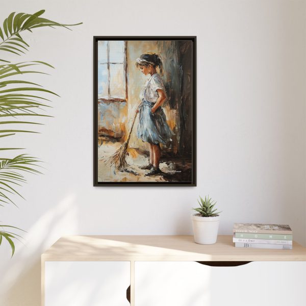 Charming Framed Canvas Art, Wall Decor, Home Decor, Girl with Broom, Rustic Aesthetic, Gift for Art Lovers, Living Room Decor - Image 15