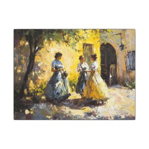 Colorful Stretched Canvas Wall Art, Vintage Women in Dresses Art Print, Home Decor, Gift for Art Lovers, Gallery Wall Decor