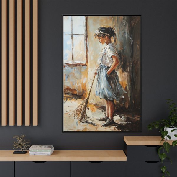 Charming Framed Canvas Art, Wall Decor, Home Decor, Girl with Broom, Rustic Aesthetic, Gift for Art Lovers, Living Room Decor - Image 64