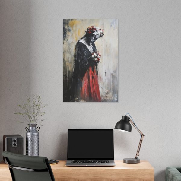 Classic Stretched Canvas Art Print - Haunting Floral Portrait, Wall Decor for Home, Unique Gift for Art Lovers, Boho Style Decoration - Image 16