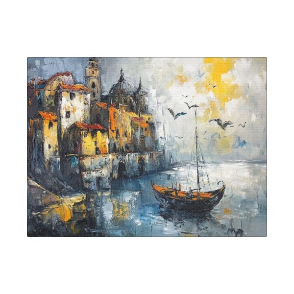 Satin Canvas Wall Art, Serene Coastal Landscape, Home Decor, Nautical Wall Art, Gift for Art Lovers, Contemporary Art