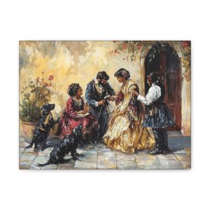 Charming Canvas Stretched Art Print - Vintage Family Scene, Home Decor, Gift for Art Lovers, Wall Decoration, Gallery Artwork