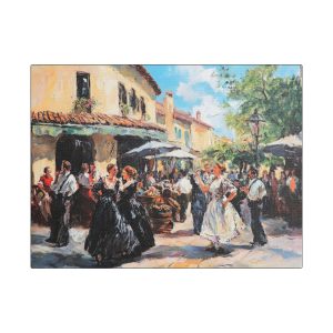 Artistic Stretched Canvas Print of Dance Scene, Vintage Wall Art, French Village Décor, Home Interior Decoration, Gift for Art Lovers