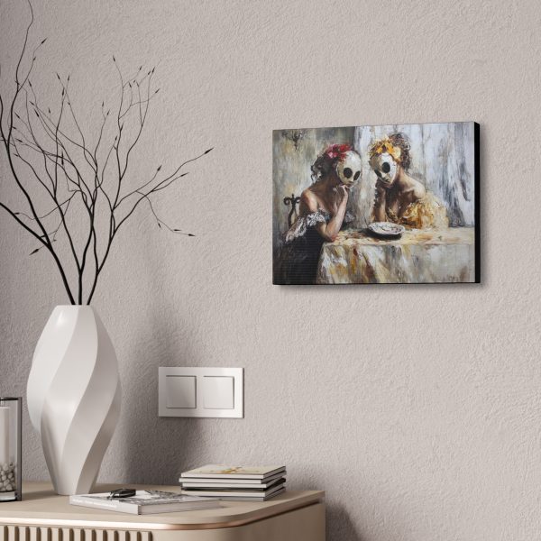 Canvas Stretched Wall Art, Surreal Masked Women Painting, Home Decor, Art for Living Room, Unique Gift, Wall Decoration - Image 4