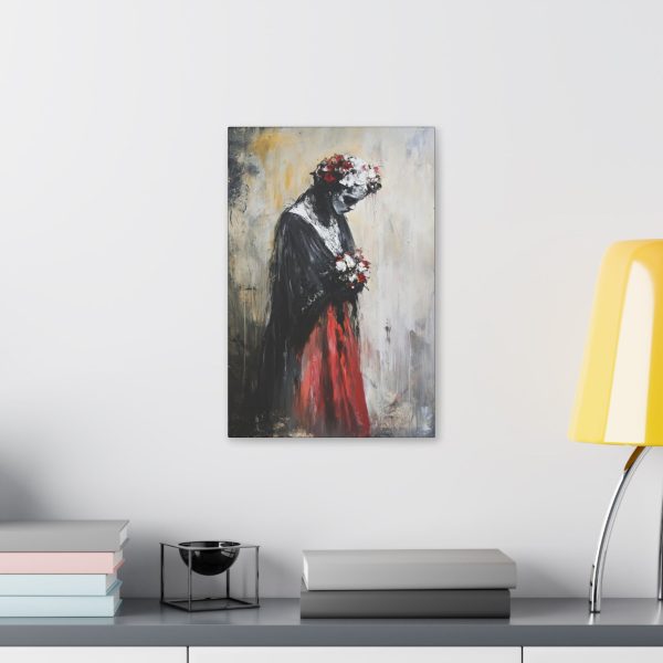 Classic Stretched Canvas Art Print - Haunting Floral Portrait, Wall Decor for Home, Unique Gift for Art Lovers, Boho Style Decoration - Image 7