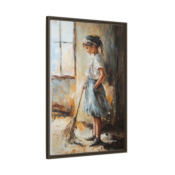 Charming Framed Canvas Art, Wall Decor, Home Decor, Girl with Broom, Rustic Aesthetic, Gift for Art Lovers, Living Room Decor - Image 22