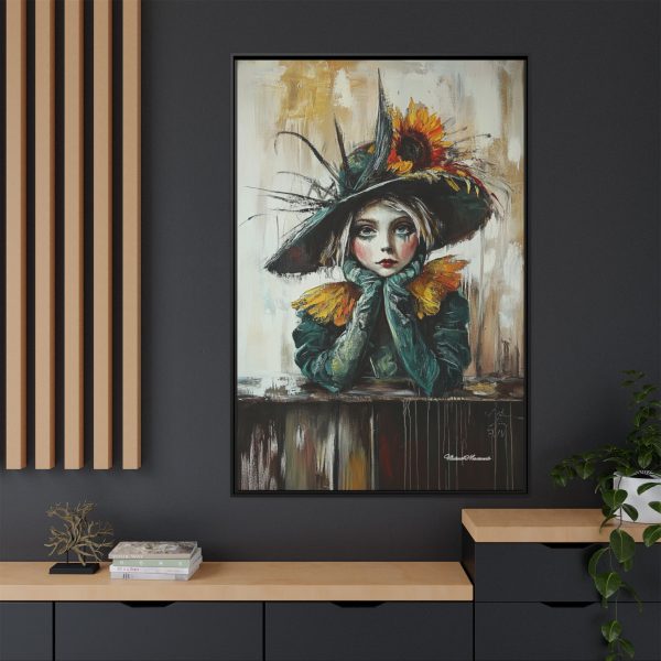 Framed Art Print: Whimsical Girl in Hat, Colorful Wall Decor for Home, Unique Gift, Art Lover's Collection, Feminine Aesthetic, Home [...] - Image 64
