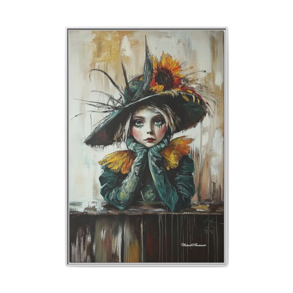 Framed Art Print: Whimsical Girl in Hat, Colorful Wall Decor for Home, Unique Gift, Art Lover's Collection, Feminine Aesthetic, Home [...] - Image 69