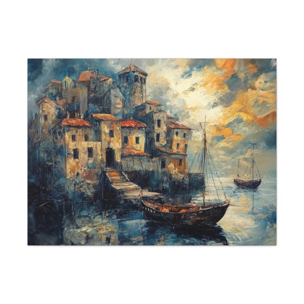 Beautiful Wall Art Print, Coastal Village Canvas, Nautical Decor, Seascape Art, Home Office Wall Decor, Gift for Her - Image 5