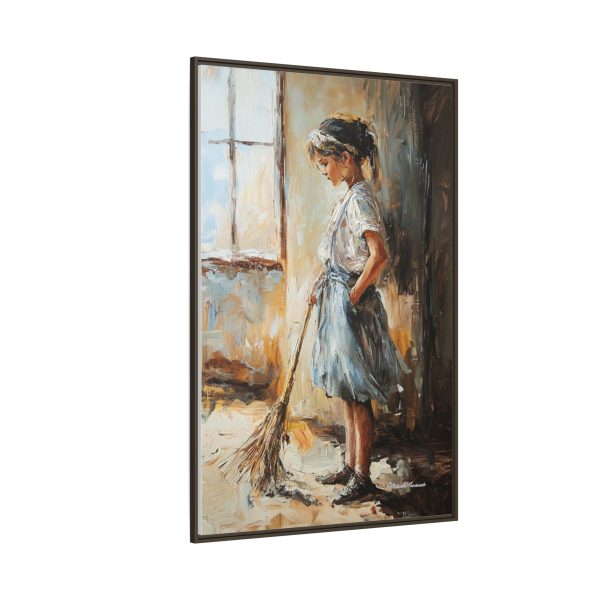 Charming Framed Canvas Art, Wall Decor, Home Decor, Girl with Broom, Rustic Aesthetic, Gift for Art Lovers, Living Room Decor - Image 66
