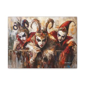 Canvas Print of Masquerade Masks, Wall Art, Home Decor, Carnival Artwork, Unique Gift for Art Lovers, Elegant Home Vibes