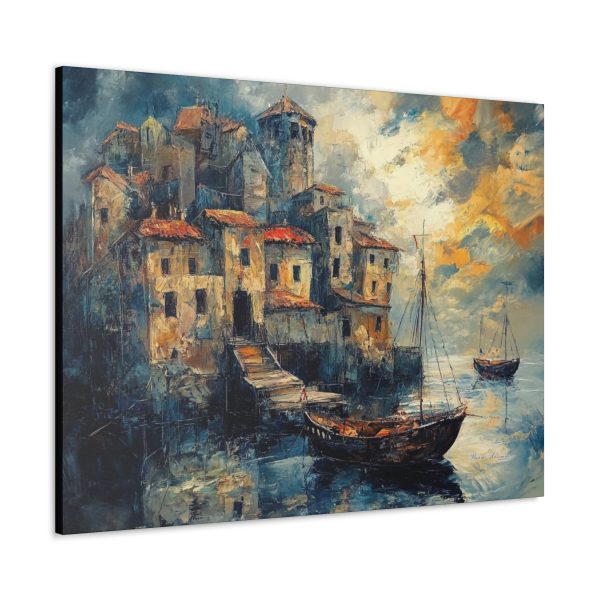 Beautiful Wall Art Print, Coastal Village Canvas, Nautical Decor, Seascape Art, Home Office Wall Decor, Gift for Her - Image 6