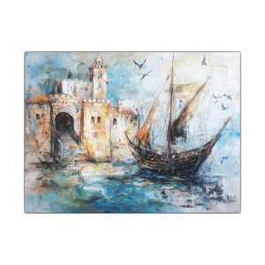 Abstract Coastal Canvas Art Print, Nautical Wall Decor, Maritime Artwork, Ocean Landscape Picture, Beach House Decoration