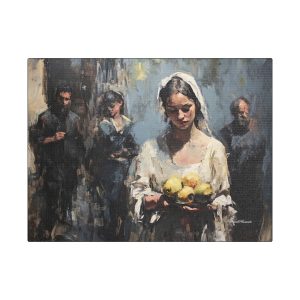 Elegant Stretched Canvas Art - Woman with Lemons - Wall Decor, Home Decoration, Art Piece, Gift for Art Lovers, Living Room Accent