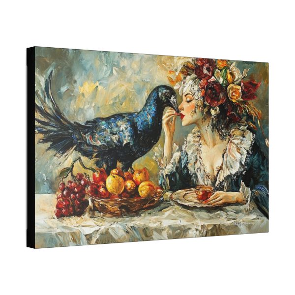Artistic Stretched Canvas Wall Art, Vintage Painting, Home Decor, Unique Gift, Bird and Woman Art, Aesthetic Interior - Image 4