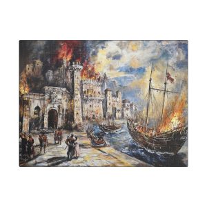 Artistic Stretched Canvas Print, Wall Decor for Home, Vintage Artwork, Unique Gift for Art Lovers, Living Room Art, Coastal Decor