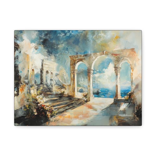 Coastal Archway Art Canvas Print, Seascape Wall Decor, Serenity Home Decor, Gift for Art Lovers, Mediterranean Style