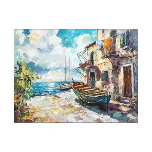 Vibrant Coastal Canvas Art Wraps for Home Decor, Nautical Wall Art, Living Room Decoration, Beach House Artwork, Gift for Art Lovers