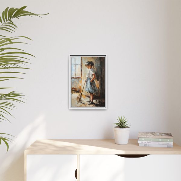 Charming Framed Canvas Art, Wall Decor, Home Decor, Girl with Broom, Rustic Aesthetic, Gift for Art Lovers, Living Room Decor - Image 47