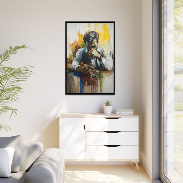 Framed Wall Art - Contemplative Man with Drink, Modern Home Decor, Stylish Gift, Thoughtful Art Piece, Artistic Decor for Living Room - Image 11