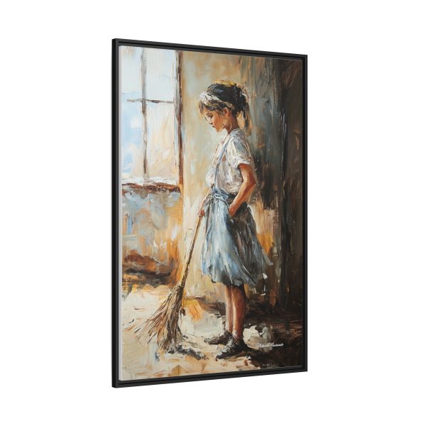 Charming Framed Canvas Art, Wall Decor, Home Decor, Girl with Broom, Rustic Aesthetic, Gift for Art Lovers, Living Room Decor - Image 10