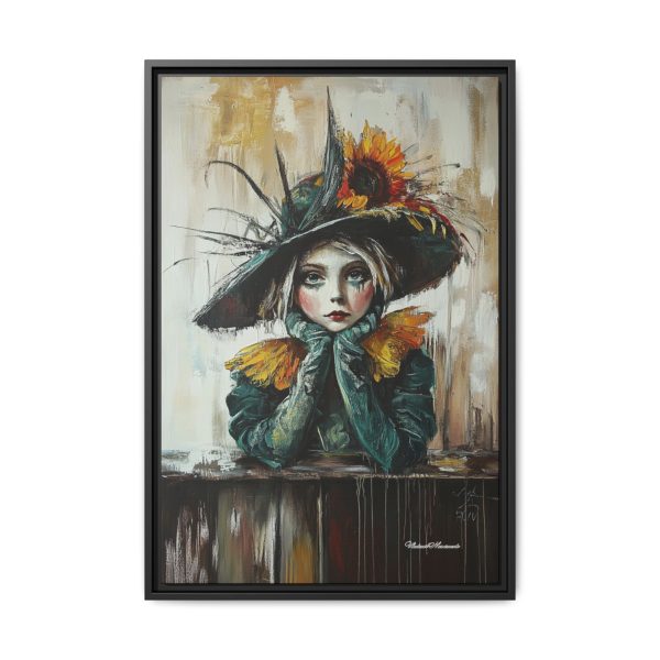 Framed Art Print: Whimsical Girl in Hat, Colorful Wall Decor for Home, Unique Gift, Art Lover's Collection, Feminine Aesthetic, Home [...]