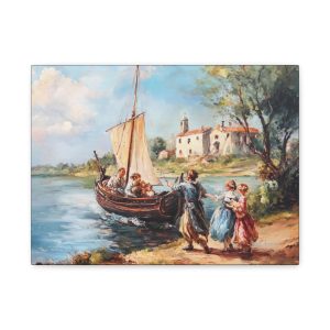 Canvas Art Print, Vintage Boat Scene Wall Decor, Rustic Home Accent, Gift for Art Lovers, Coastal Living Inspired Decoration