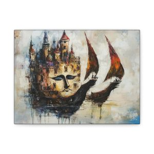 Artistic Canvas Wall Art, Abstract Home Decor, Fantasy Landscape Painting, Unique Gift for Art Lovers, Nautical Theme Wall Decor, [...]