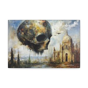 Gothic Art Canvas, Unique Wall Decor, Dark Aesthetic Artwork, Skulls and Gothic Fantasy, Perfect for Home or Office