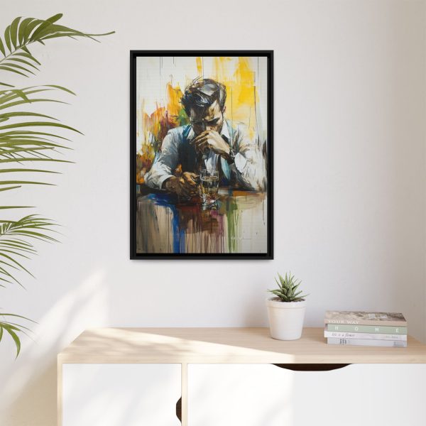 Framed Wall Art - Contemplative Man with Drink, Modern Home Decor, Stylish Gift, Thoughtful Art Piece, Artistic Decor for Living Room - Image 3