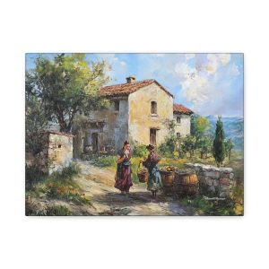 Rustic Canvas Art Print for Home Decor, Vintage Wall Decor, Farmhouse Style Art, Gift for Art Lovers, Landscape Painting