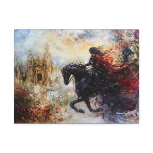 Canvas Wall Art Print, Horse and Rider, Abstract Art, Bohemian Decor, Gothic Art, Home Decor, Gift for Horse Lovers